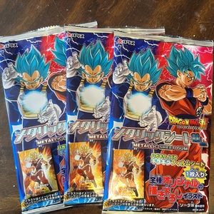 cool collectable dragon ball z gum with collectable sticker🎴 (3 packs bundle)